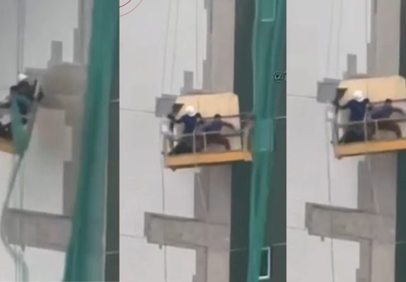 video:-trabalhadores-ficam-presos-em-andaime-durante-chuva-com-ventania-em-imperatriz