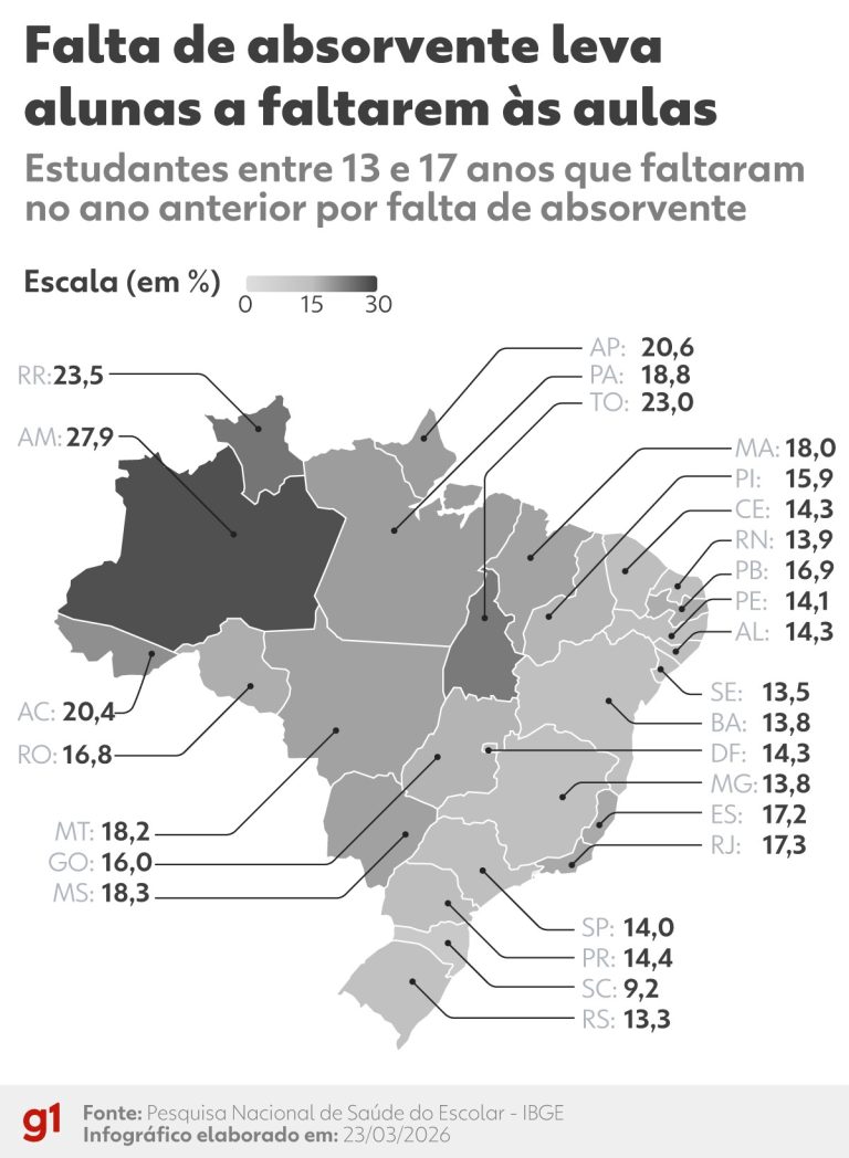 15%-das-adolescentes-faltaram-a-escola-ao-menos-uma-vez-no-ano-por-falta-de-absorventes,-aponta-ibge